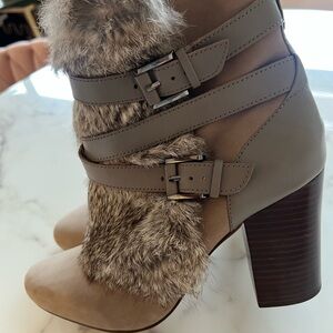 Louise et Cie Tan Fur-Trimmed Heeled Boots